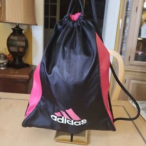 Adidas drawstring bag black and pink